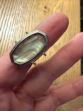 Kendra Scott framed Dani rhodium cocktail ring sz 7